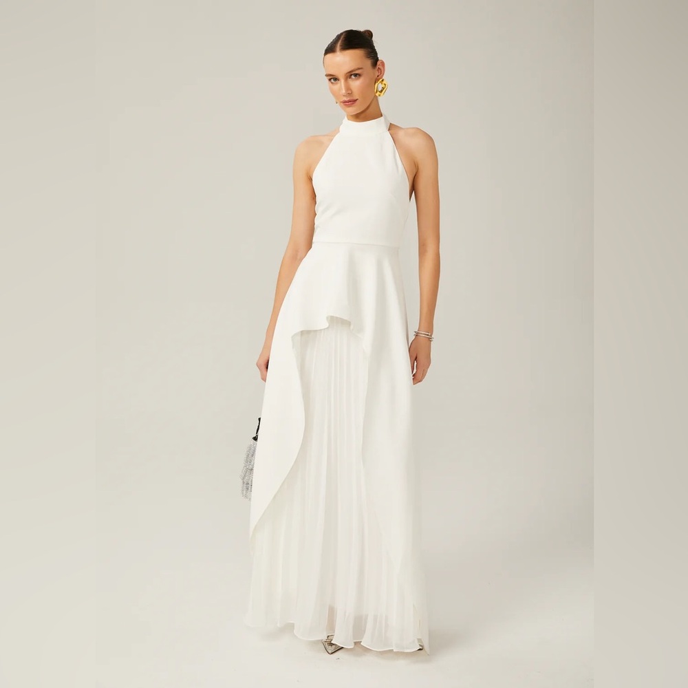 NWT INÉS HALTERNECK LAYERED LONG DRESS - Picture 5 of 7